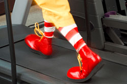 Ronald McDonald on treadmill